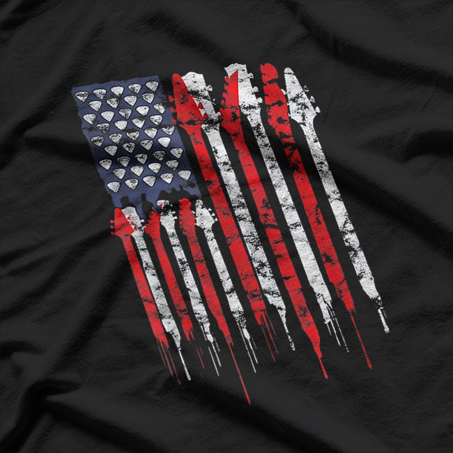 American Flag Guitar Red White Patriotic Music Lover T-Shirt