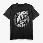 Berserker Bear Warrior: Odin's Fury, Runes, and the Valknut Symbol in Viking Lore T-Shirt