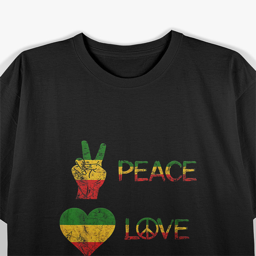 Love Peace Music Rasta Reggae Rastafari Roots Reggae Pride T-Shirt