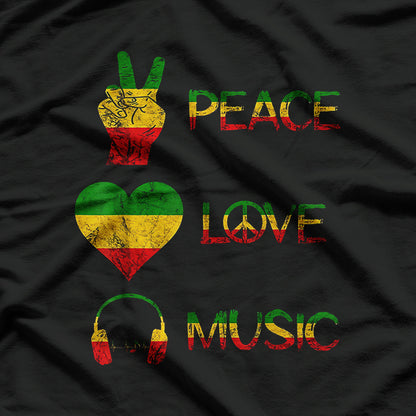 Love Peace Music Rasta Reggae Rastafari Roots Reggae Pride T-Shirt