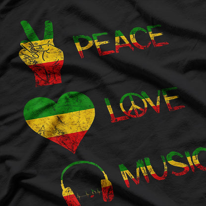 Love Peace Music Rasta Reggae Rastafari Roots Reggae Pride T-Shirt