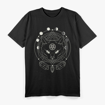 Moon Phases and Cat Pagan Witch, Wicca, and Mystical Symbolism T-Shirt