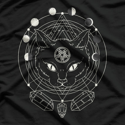 Moon Phases and Cat Pagan Witch, Wicca, and Mystical Symbolism T-Shirt