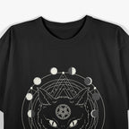 Moon Phases and Cat Pagan Witch, Wicca, and Mystical Symbolism T-Shirt