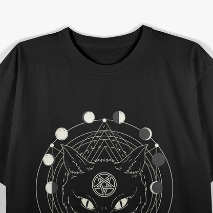 Moon Phases and Cat Pagan Witch, Wicca, and Mystical Symbolism T-Shirt