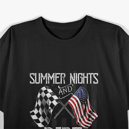 Summer Nights Dirt Track Lights Racing Motocross T-Shirt