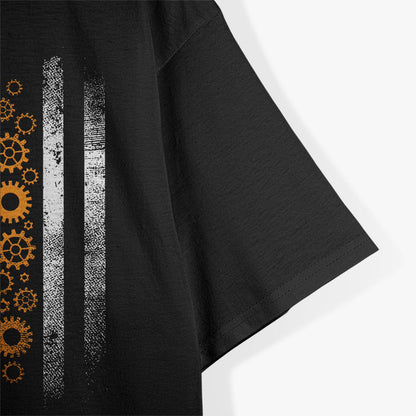 Engineering Gear Cog USA Flag Funny Mechanical Engineer Gift T-Shirt