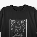 Black Cat Magician Tarot Card Mastery of Magic, Intuition, and Transformation T-Shirt