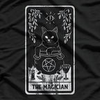Black Cat Magician Tarot Card Mastery of Magic, Intuition, and Transformation T-Shirt