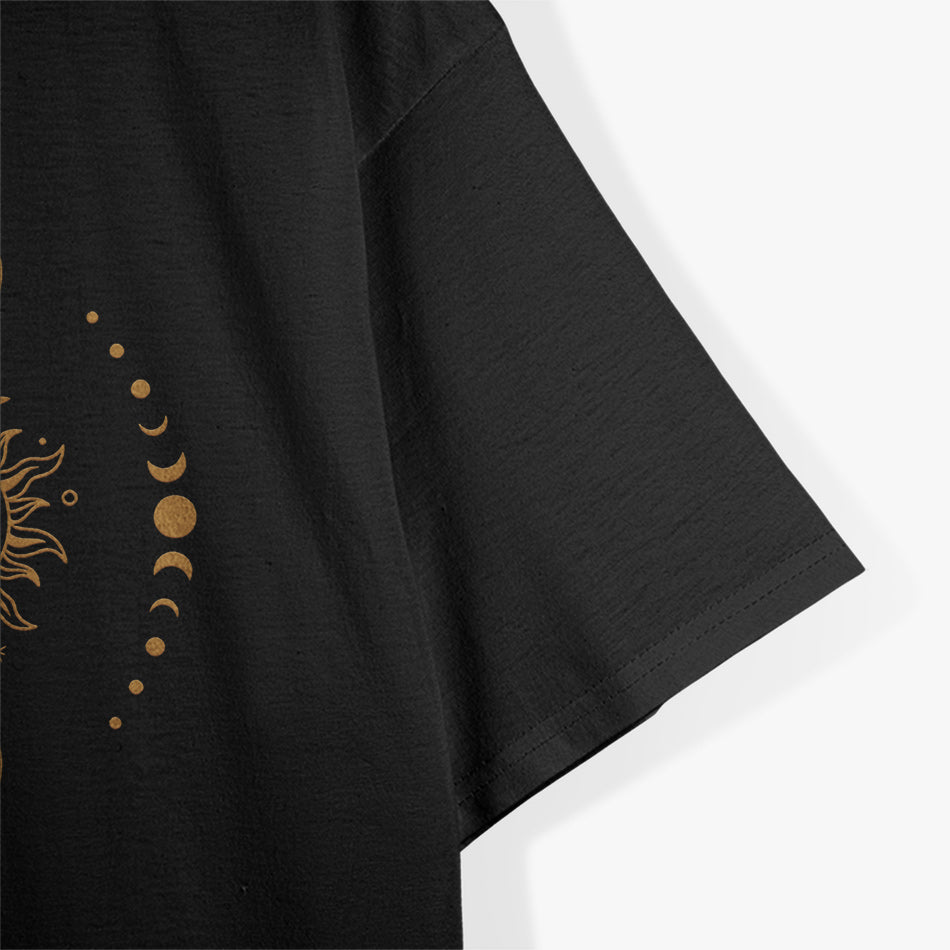 Boho Sun and Moon Celestial Crescent Moon Phases T-Shirt