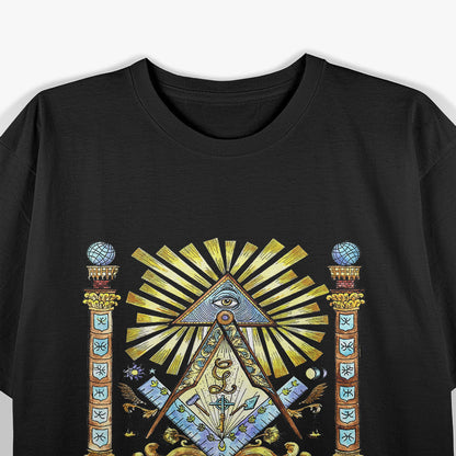 Freemason Watercolor Illustration Mysterious Illuminati Design T-Shirt