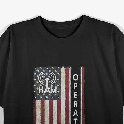 Ham Radio Operator Shirt 4th July American Flag T-Shirt