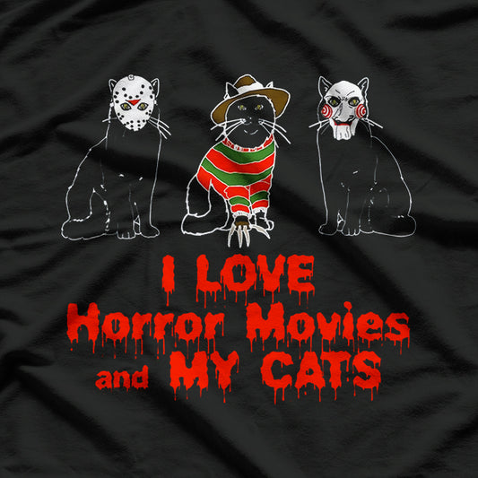 I Love Cats Graphic Black Cat Horror Movie T-Shirt