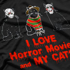 I Love Cats Graphic Black Cat Horror Movie T-Shirt