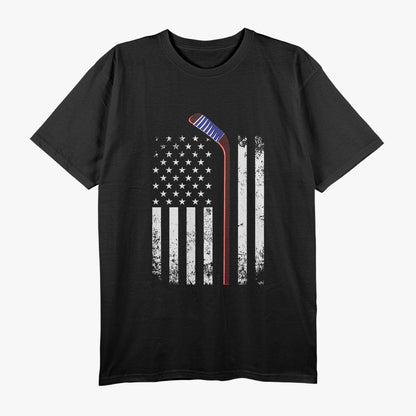 Ice Hockey with USA Flag T-Shirt