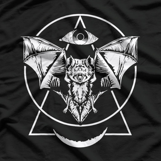 Occult Bat Pastel Goth, Gothic Wicca Witchcraft, and Creepy Moon Aesthetic T-Shirt