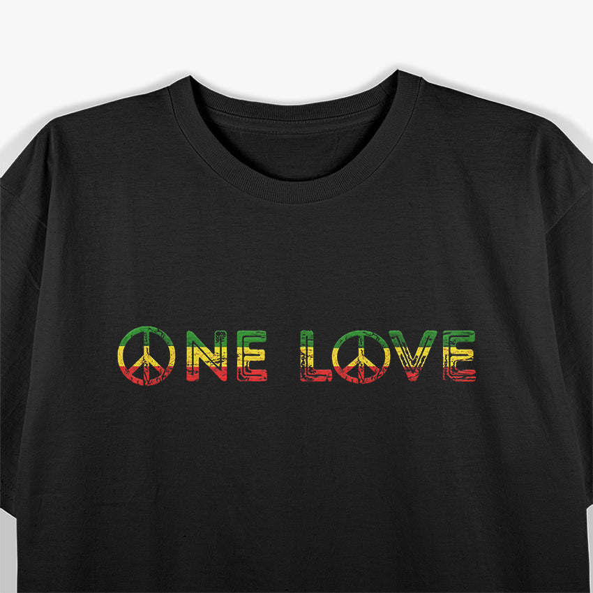 One Love Rasta Reggae Music Rastafarian Lover Jamaica Peace T-Shirt