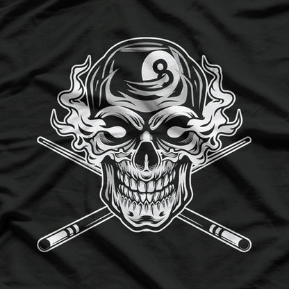 Skull Billiards Snooker Billiard 8 Ball Player Cue Sports T-Shirt