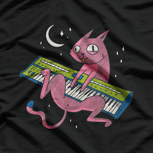 Synth Cat Retro Synthesizer Vibes for Music Lovers T-Shirt