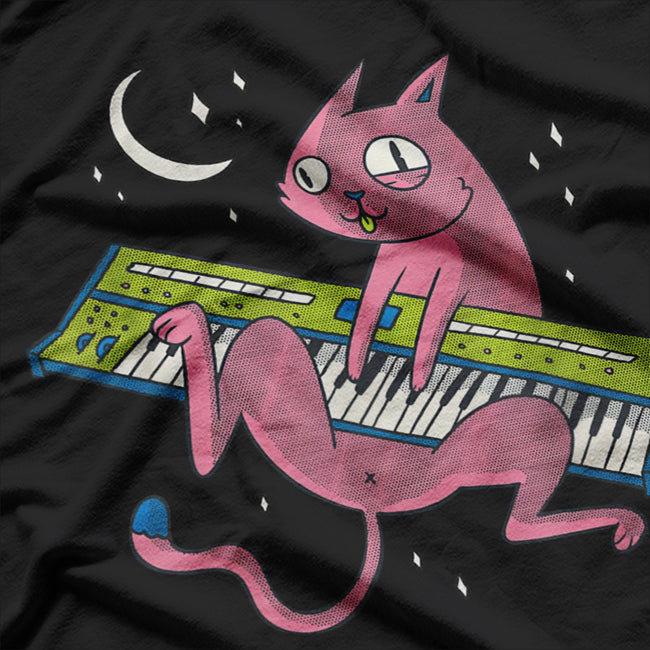 Synth Cat Retro Synthesizer Vibes for Music Lovers T-Shirt