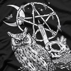 Wiccan Witch Owl, Candle, Moon, Skull, and Pentacle Magic T-Shirt
