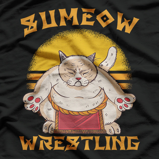 Funny Sumo Cat Kawaii Japanese Cat Design for Cat Lovers T-Shirt