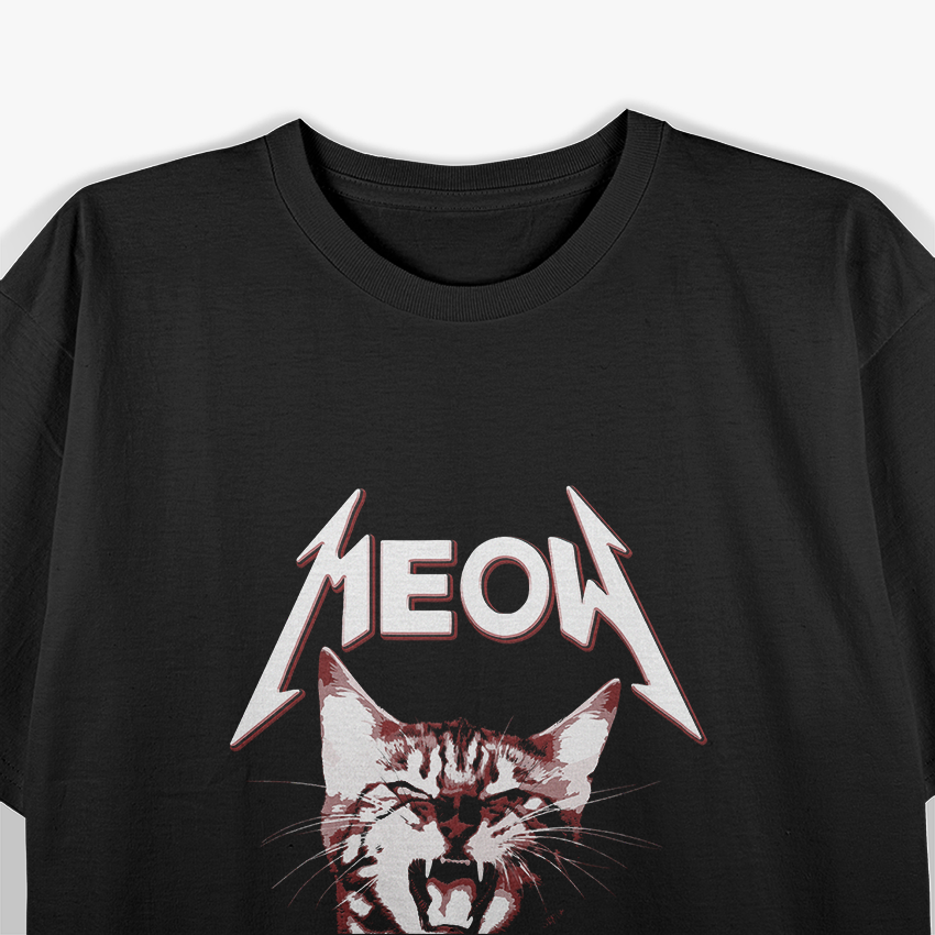 Meow Cat Retro Kitty Cat - Funny Rock Music Vibes T-Shirt