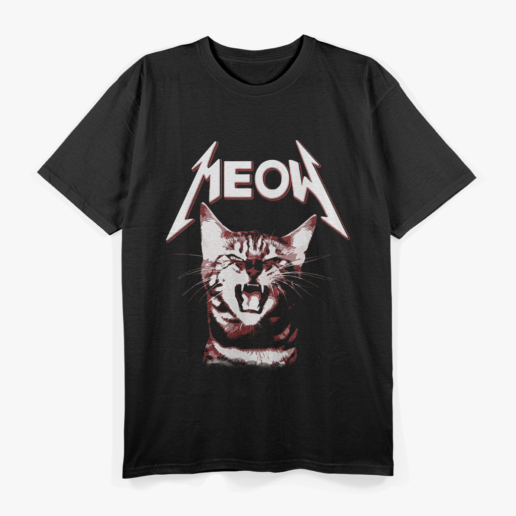 Meow Cat Retro Kitty Cat - Funny Rock Music Vibes T-Shirt