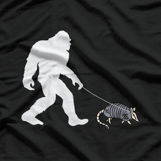 Funny Retro Bigfoot Walking An Armadillo Lovers T-Shirt