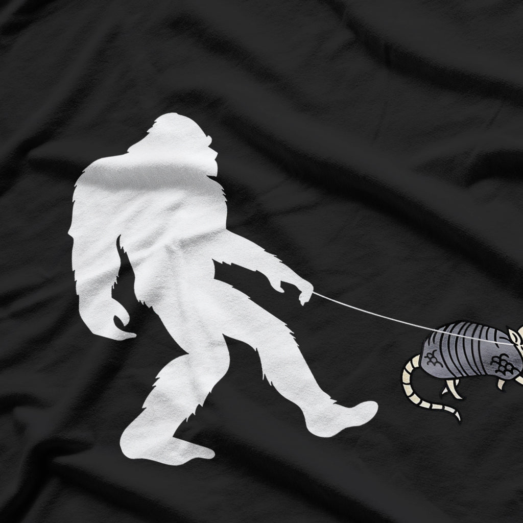 Funny Retro Bigfoot Walking An Armadillo Lovers T-Shirt