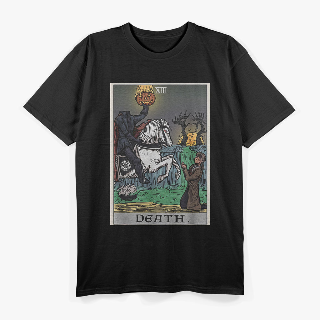 Death Tarot Card Headless Horseman - Spooky Gothic T-Shirt