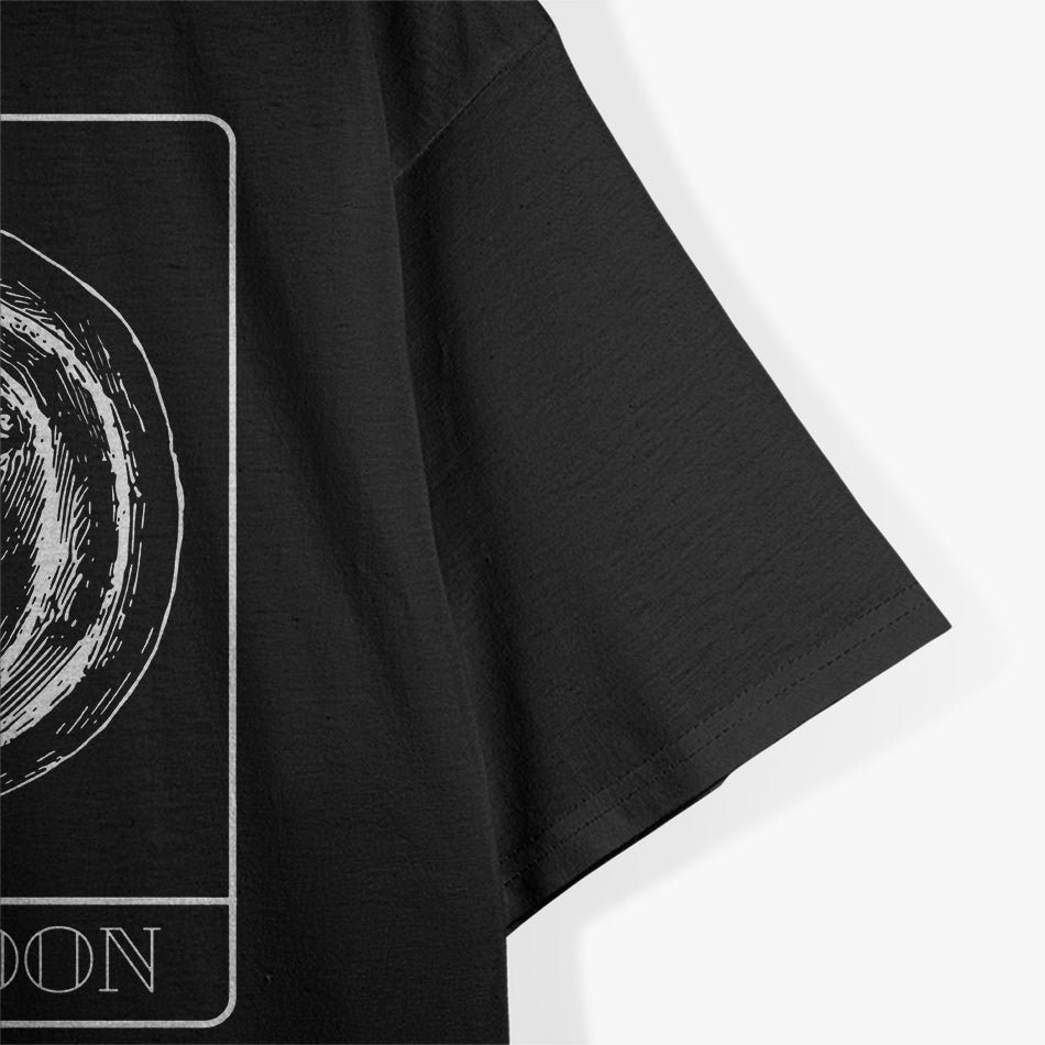 The Moon Tarot Card Black Moon and Black Cat Mystical Journey T-Shirt
