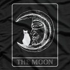The Moon Tarot Card Black Moon and Black Cat Mystical Journey T-Shirt