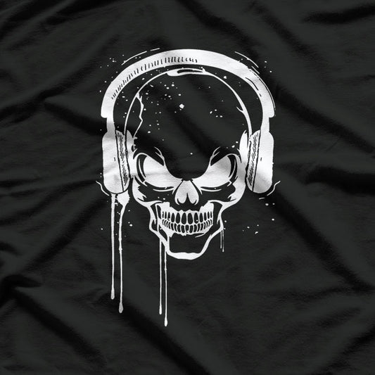 Vintage Skull Headphone Music Melting Cool Gift T-Shirt