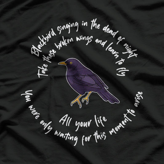 Blackbird Singing Bird Wings Microphone Singer Lyrics T-Shirt