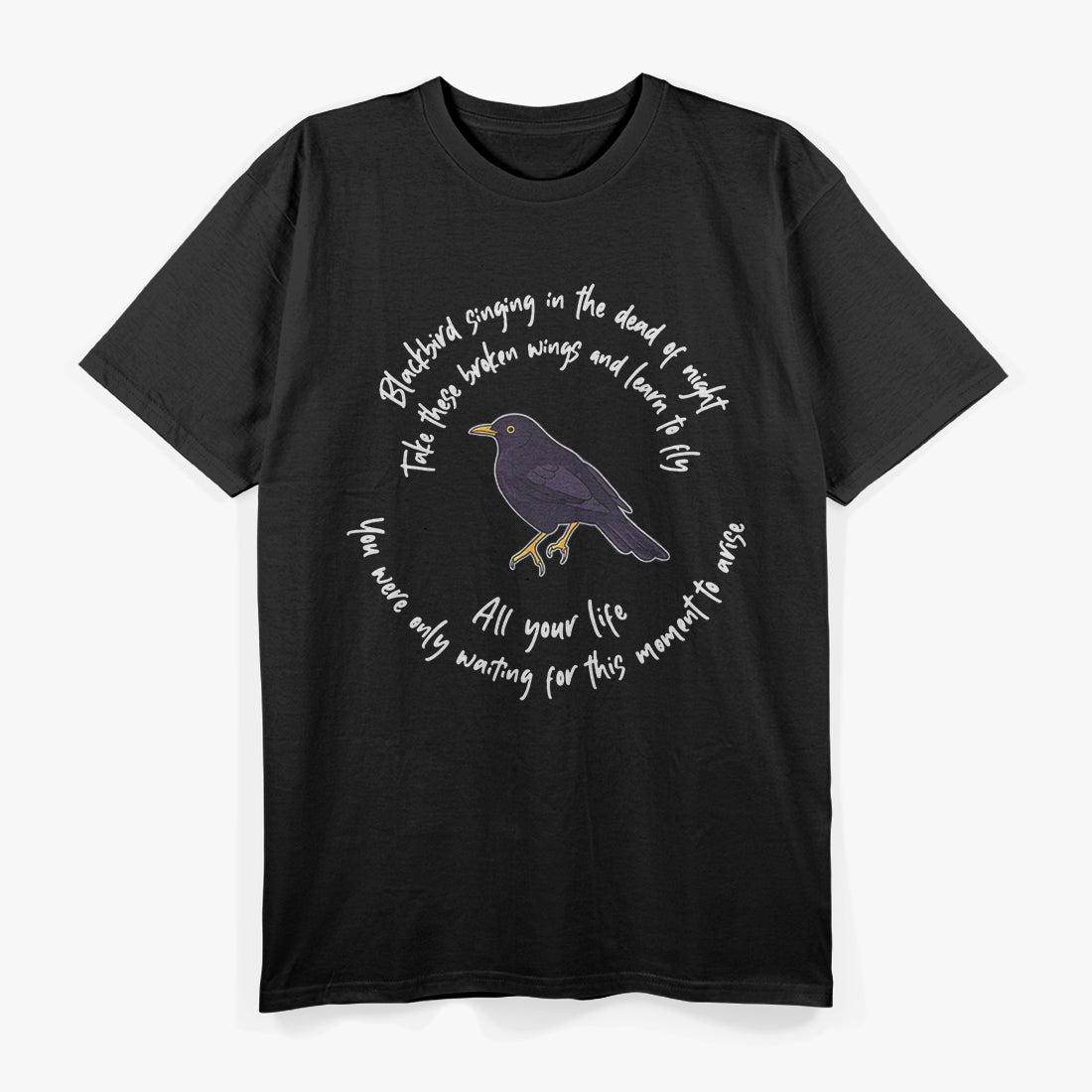 Blackbird Singing Bird Wings Microphone Singer Lyrics T-Shirt