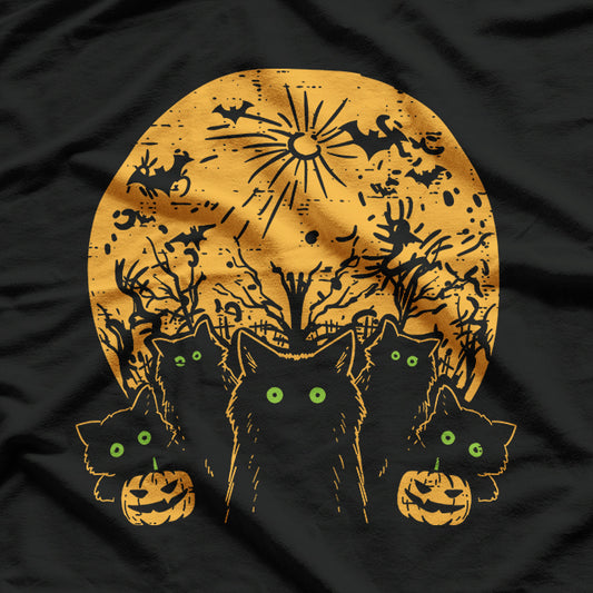 Black Cats Full Moon Halloween Animal T-Shirt