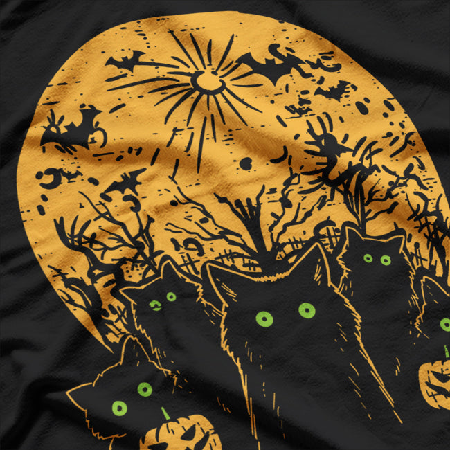 Black Cats Full Moon Halloween Animal T-Shirt