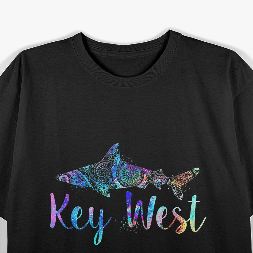 Key West Shark Mandala Fishing Diving Vacation Souvenir T-Shirt