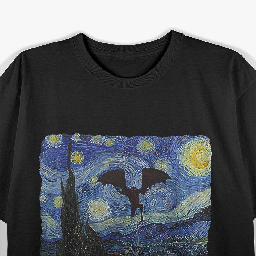 Mothman Starry Night Cryptid T-Shirt