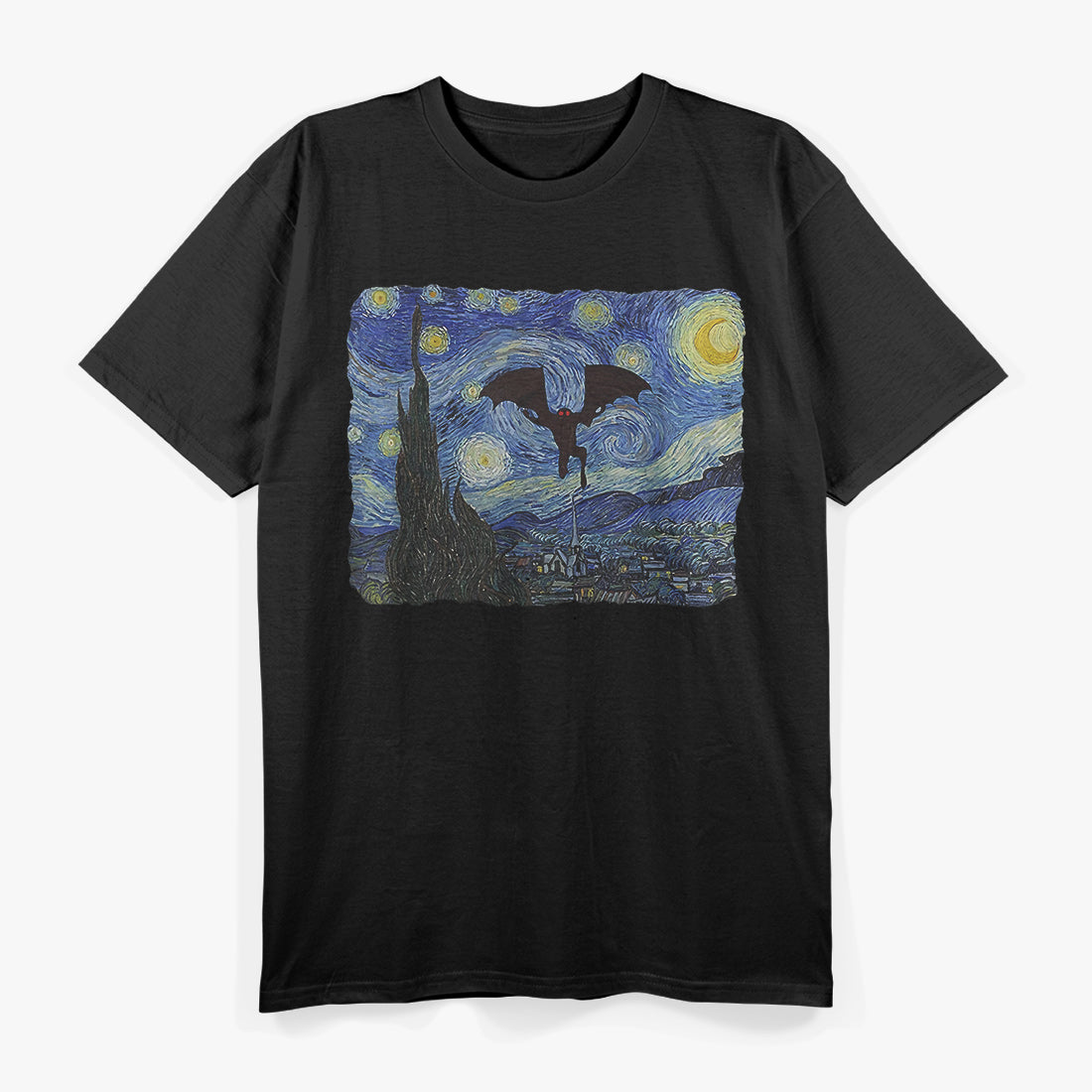 Mothman Starry Night Cryptid T-Shirt