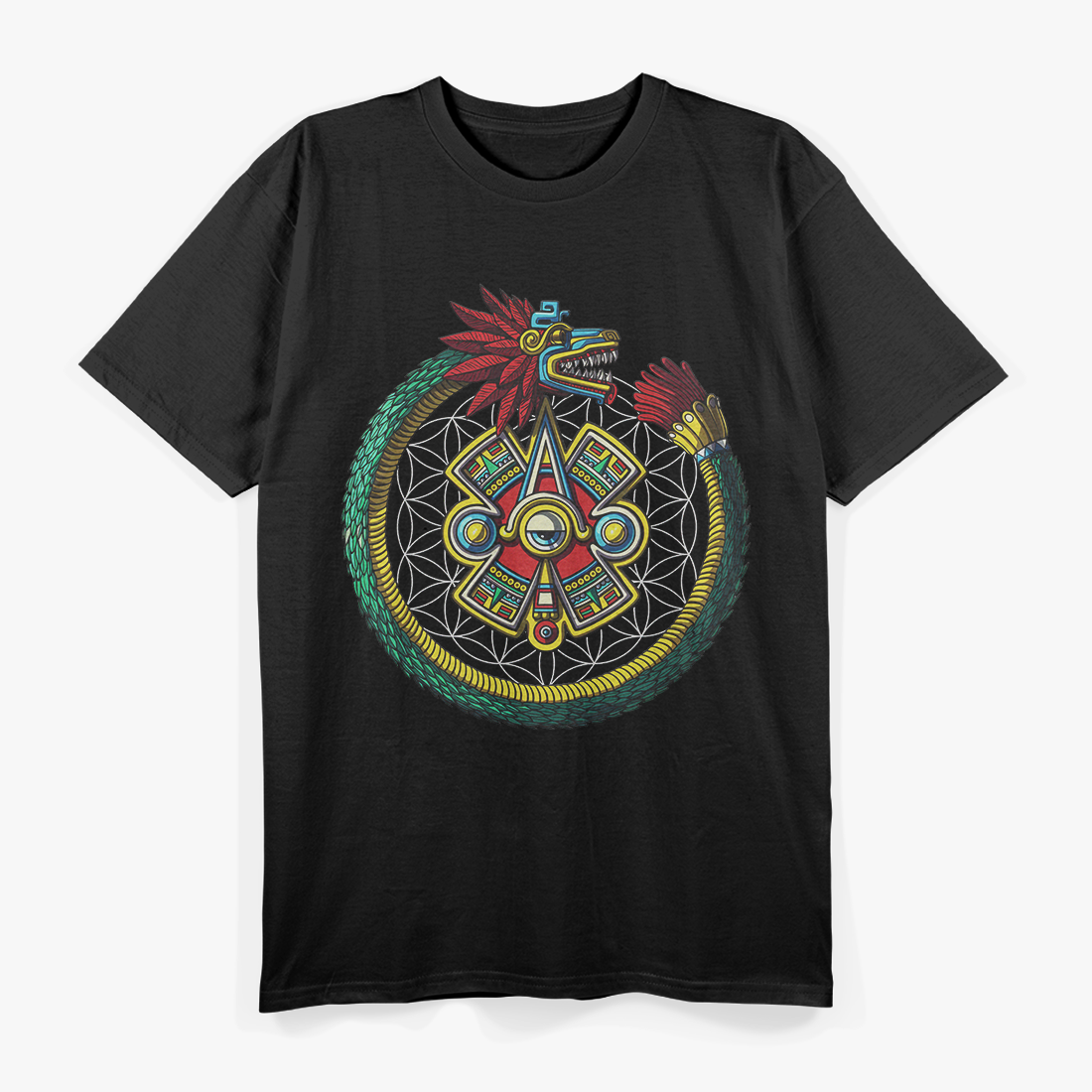 Quetzalcoat Feathered Serpent Aztec God Ouroboros Mayan T-Shirt