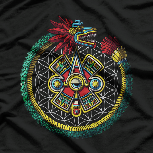 Quetzalcoat Feathered Serpent Aztec God Ouroboros Mayan T-Shirt