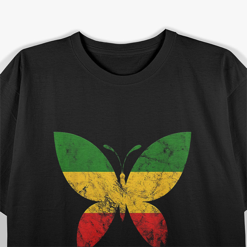 Rasta Reggae Butterfly – Hippie-Inspired One Love Music T-Shirt