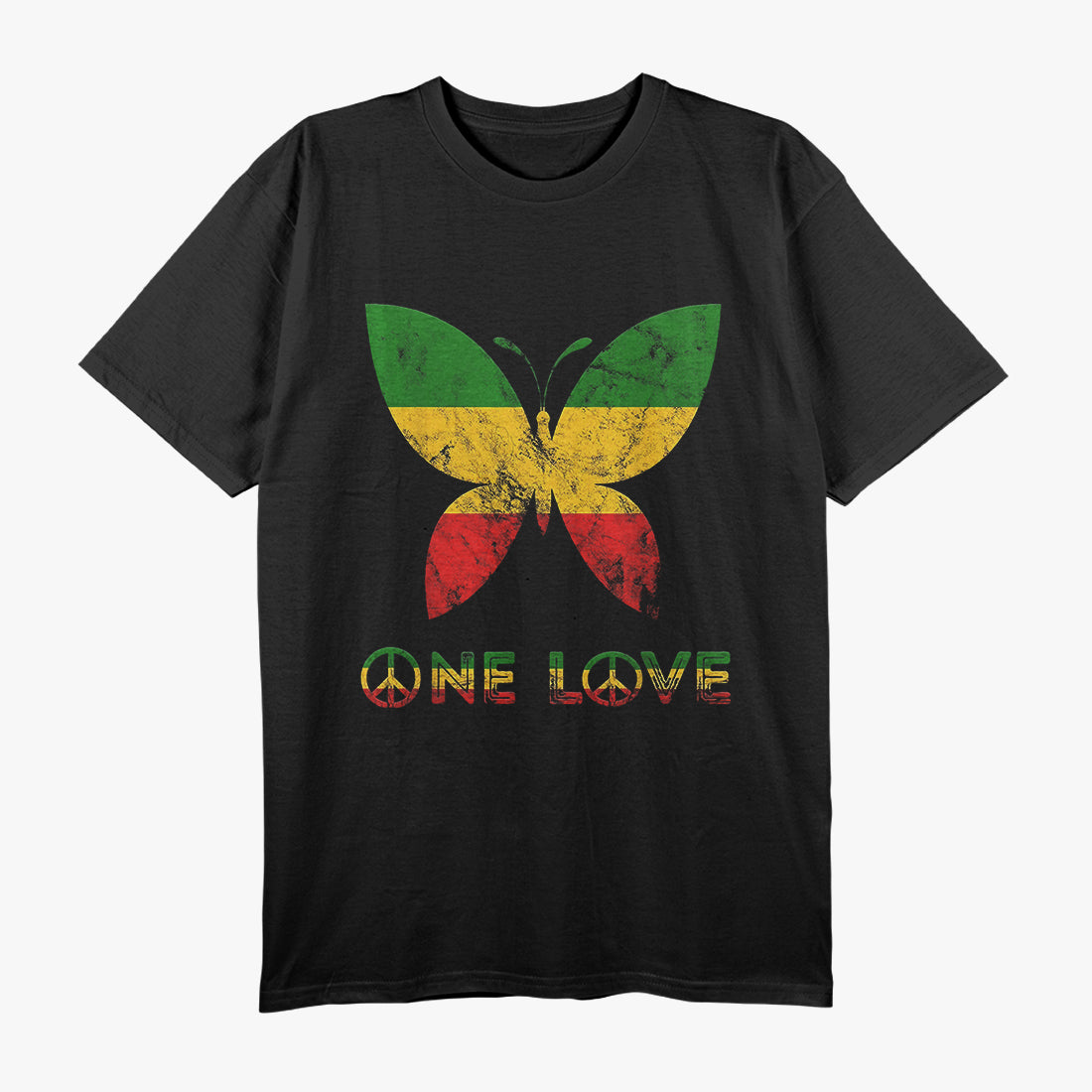 Rasta Reggae Butterfly – Hippie-Inspired One Love Music T-Shirt