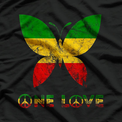 Rasta Reggae Butterfly – Hippie-Inspired One Love Music T-Shirt