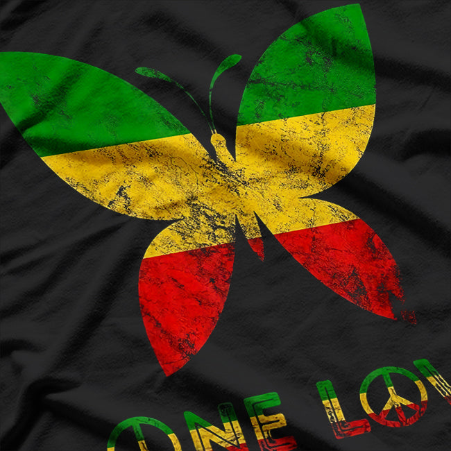 Rasta Reggae Butterfly – Hippie-Inspired One Love Music T-Shirt