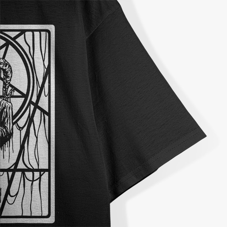 Satanic Dark Art Evil Skull, 666 Pentagram, and Baphomet Symbol of Rebellion T-Shirt