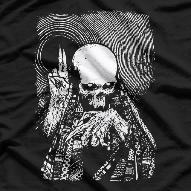 Satanic Priest Grim Reaper, Lucifer, and Occult Gothic Symbolism T-Shirt