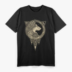 Vintage Vikings & Celtic Mythology Fenrir Wolf and Runes T-Shirt